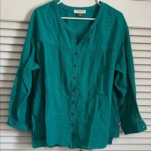 Women’s Anthropologie Teal Button-Down Shirt